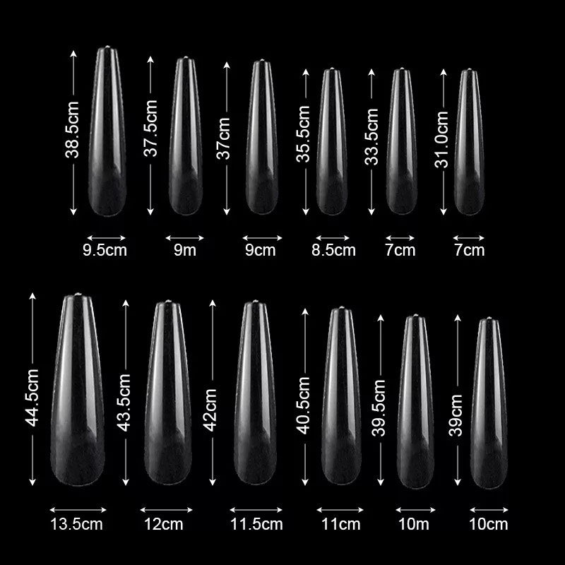 Nail Tip Press on XL Long Coffin Tips 600pc/bag (Móng Úp Coffin Loại Dài)