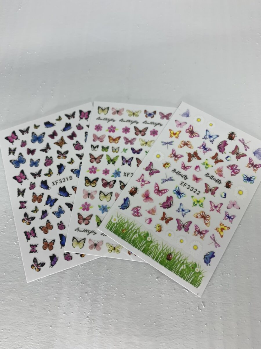 Stickers 3D Butterfly Nail Art Adhesive 3pcs