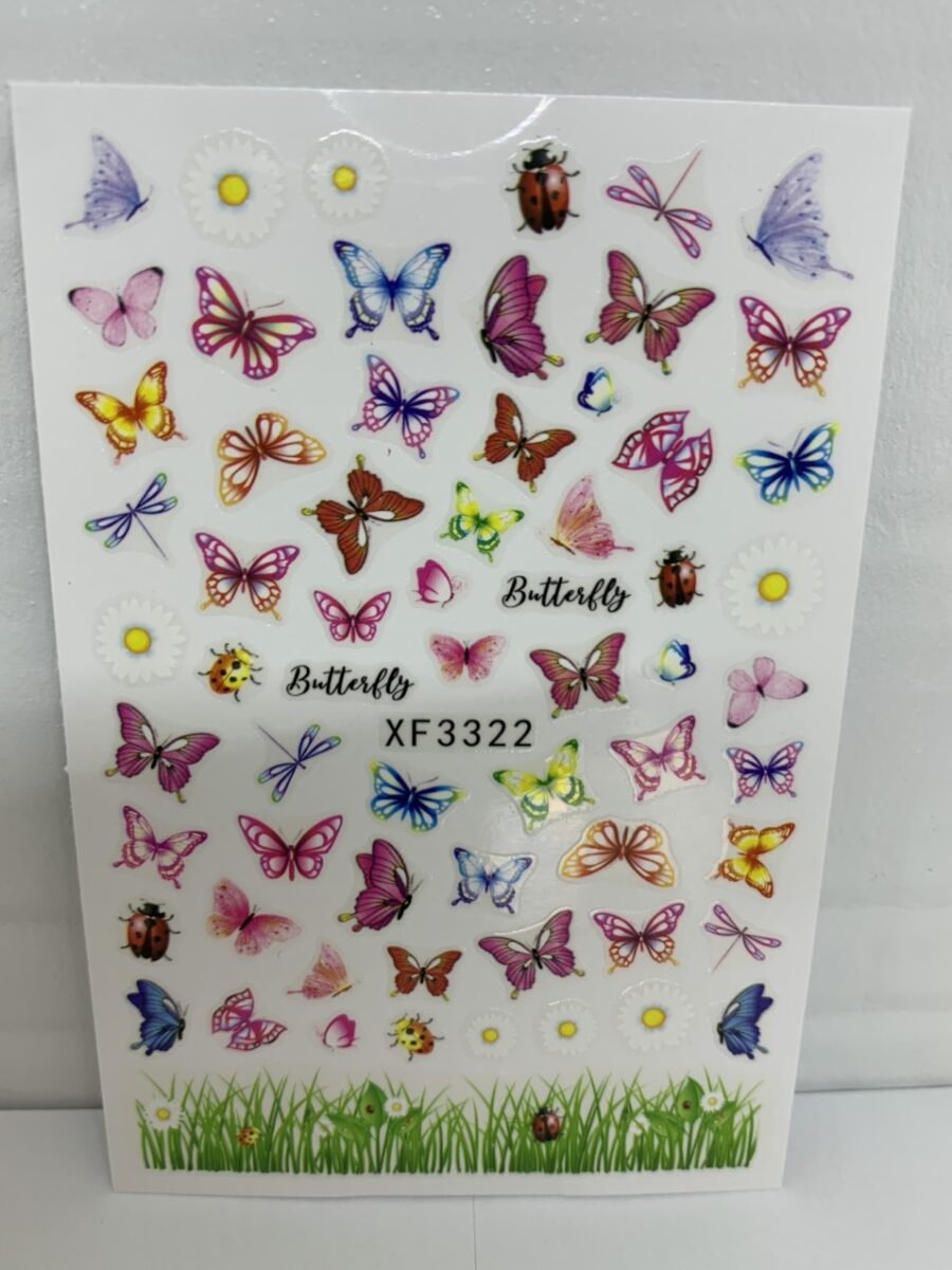 Stickers 3D Butterfly Nail Art Adhesive 3pcs