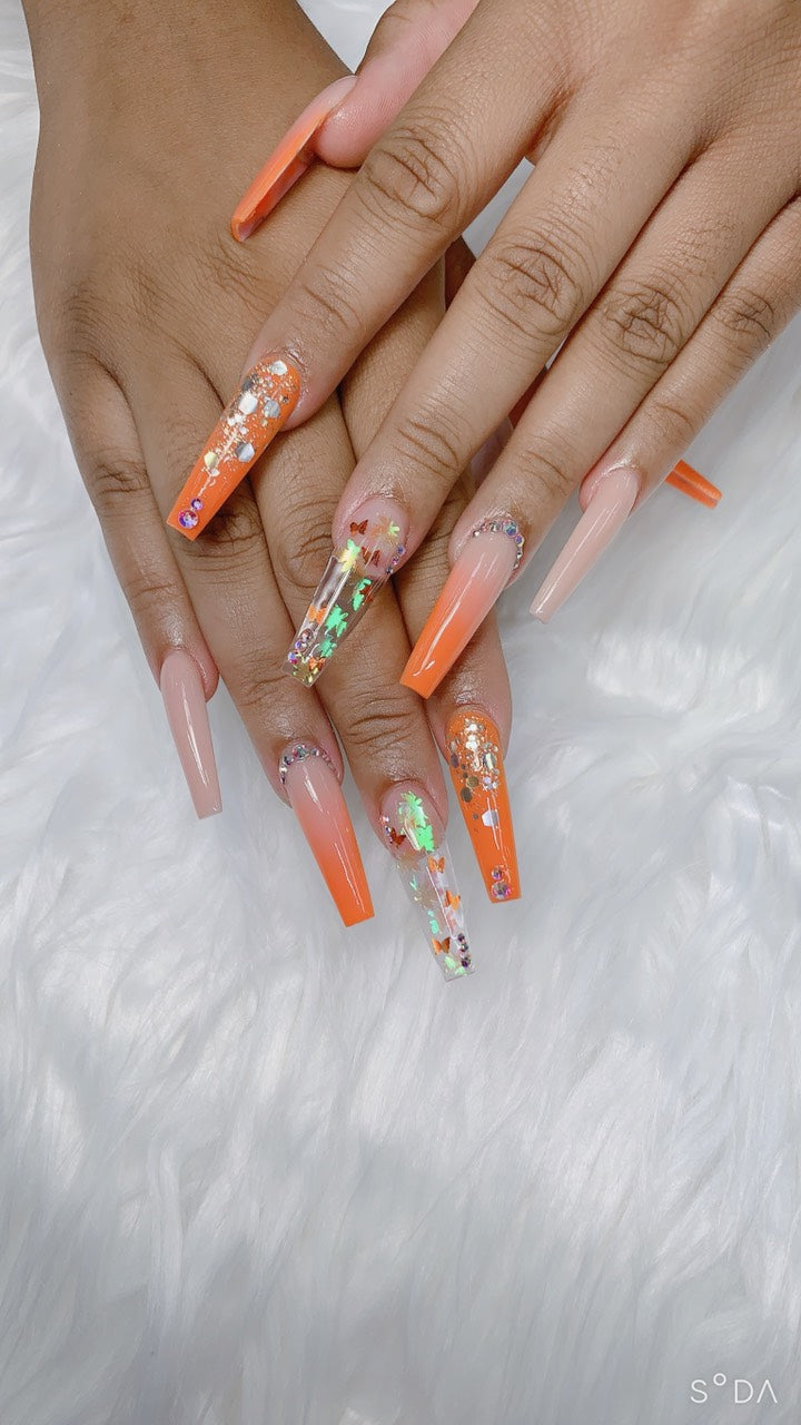 Leaf Shape Flakes Holographic Grids Autumn (12 color)