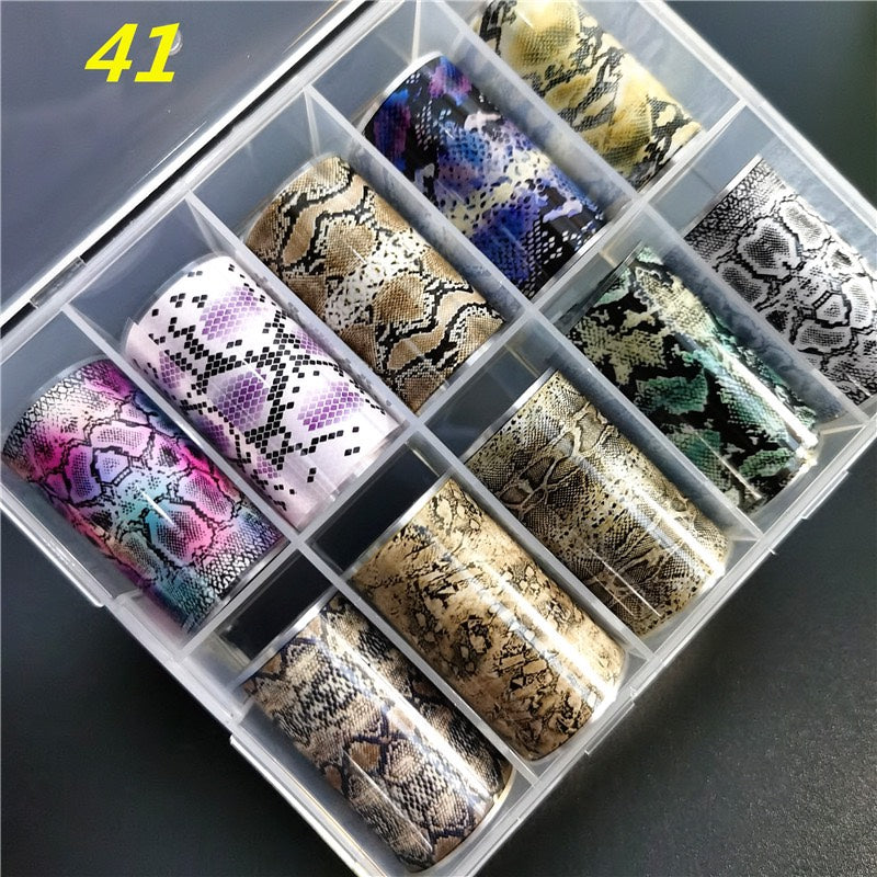 Foil Snake Skin Nail 10 design (Foil Da Rắn)