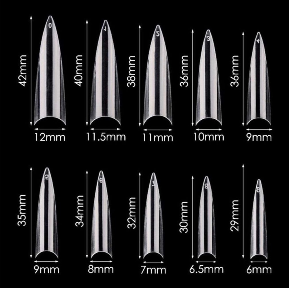 Nail Tip Long Medium Stiletto 600pc/bag | BUY 10 GET 1 FREE