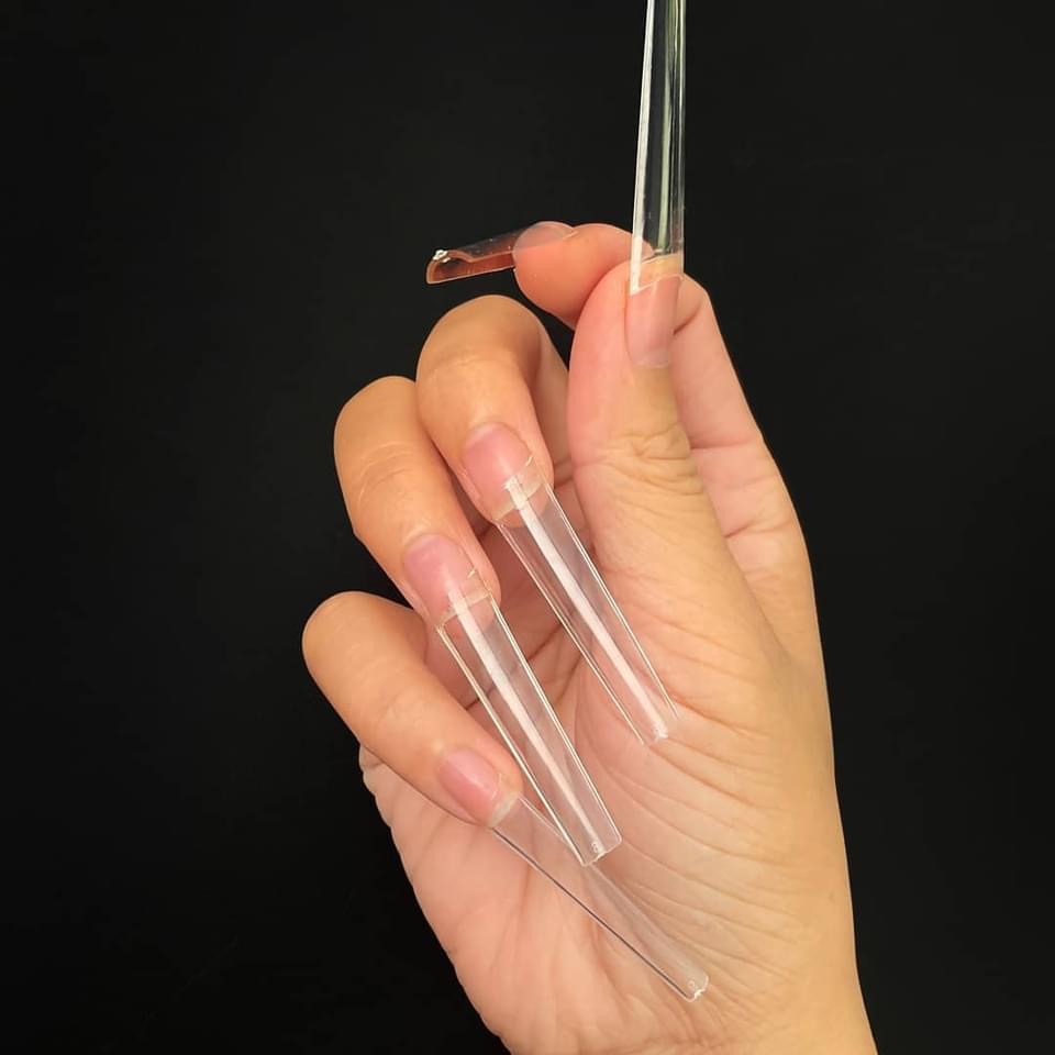 Nail Tip Coffin Non C-Curve Long clear (0-9) 500pc/bag & Refill
