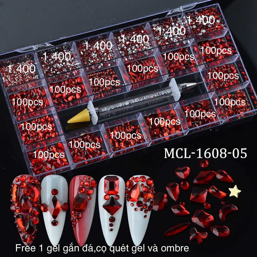 Diamond Rhinestone - Red | FREE DIAMOND GEL + DIAMOND PEN + GEL BRUSH