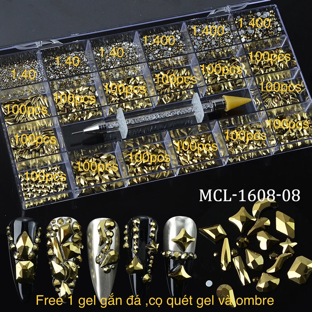Diamond Rhinestone - Gold | FREE DIAMOND GEL + DIAMOND PEN + GEL BRUSH