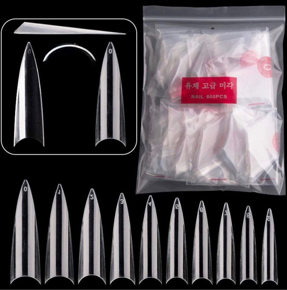 Nail Tip Long Medium Stiletto 600pc/bag | BUY 10 GET 1 FREE