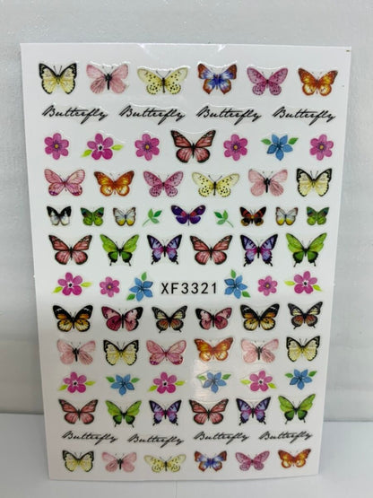 Stickers 3D Butterfly Nail Art Adhesive 3pcs