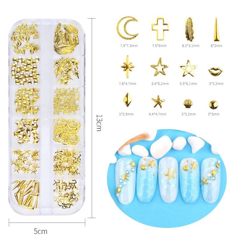 Gold Metal Nail Art (12 items)